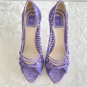 Christian Dior peep Toe woven pumps